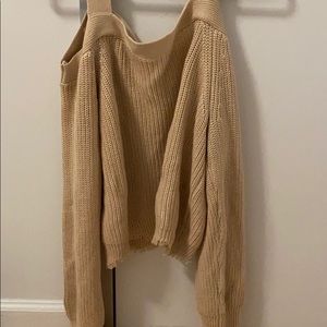 Cold shoulder creme sweater